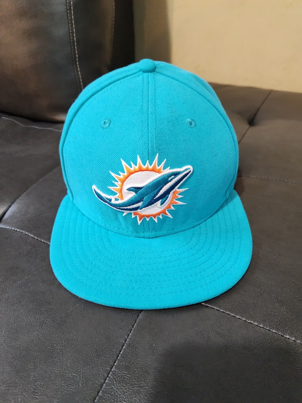 New Era Miami Dolphins Teal Snapback Fitted Hat Size 7 1/8